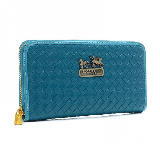Coach Knitted Logo Large Blue Wallets EGH | Coach Outlet Canada